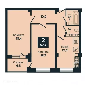 Квартира на озере с 2-мя балконами